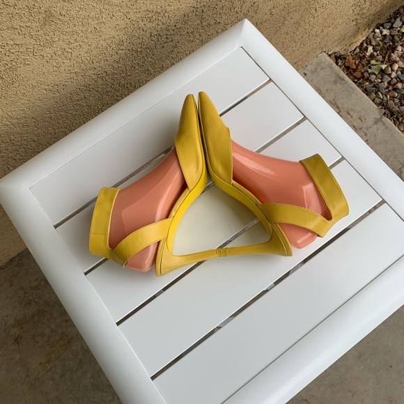 Nine West yellow leather pointy pumps sandals 8.5 - Picture 7 of 16